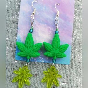 420 weed leaf earrings
